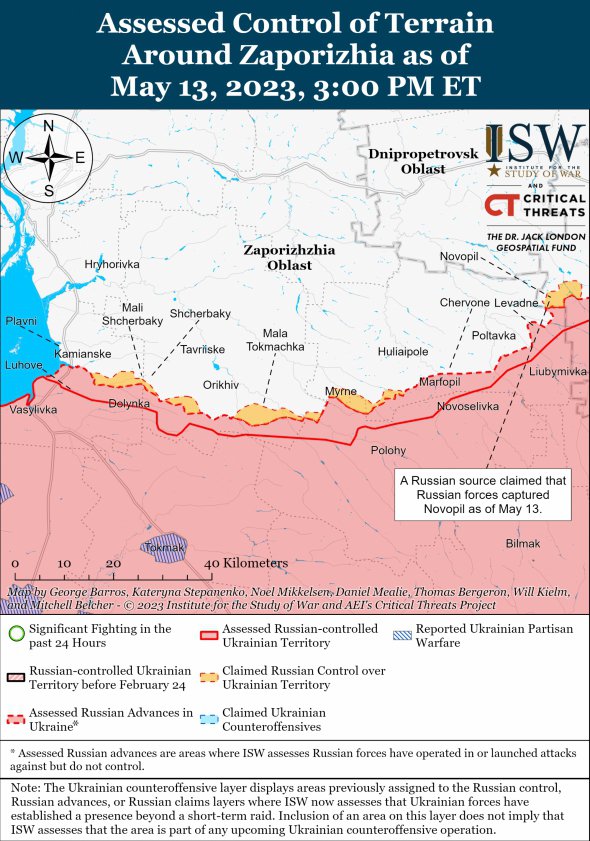 Карта бойових дій у Запорізькій області