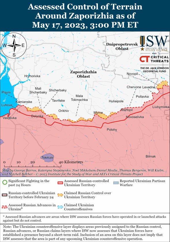 Карта бойових дій у Запорізькій області 