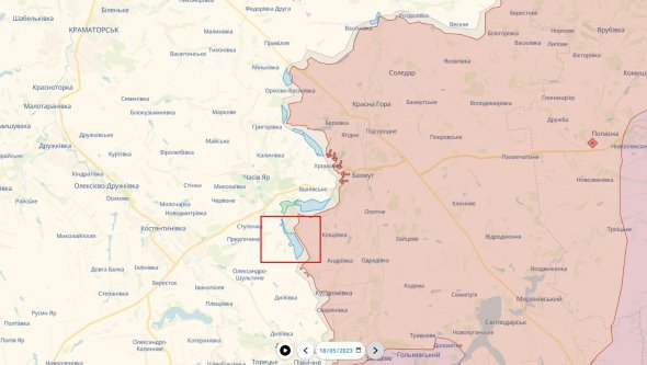 На карте можно заметить незначительное продвижение ВСУ в районе села Клещеевка
