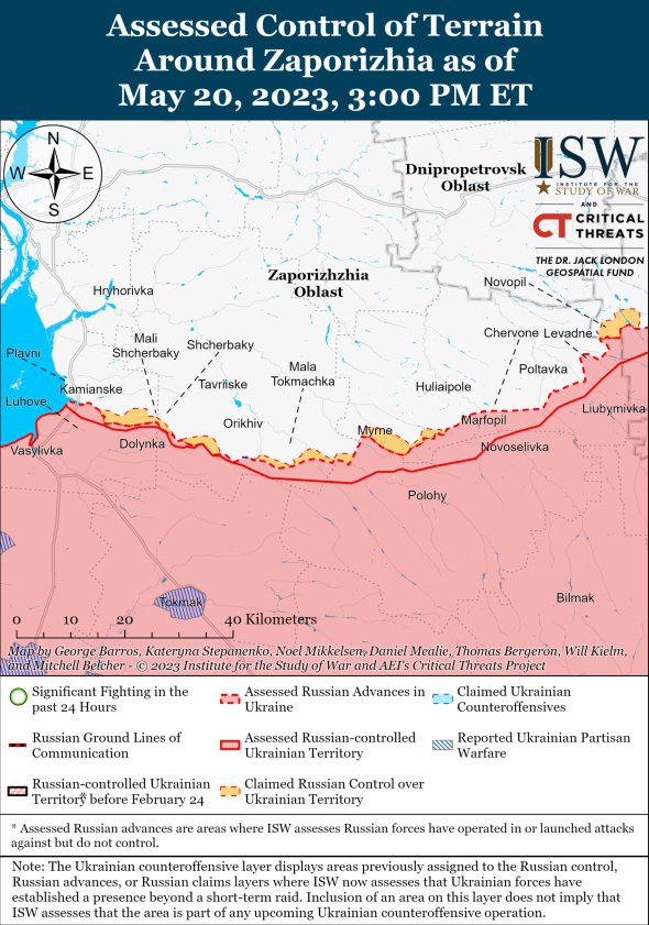 Карта бойових дій у Запорізькій області