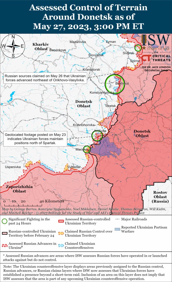 Карта бойових дій у Донецькій області