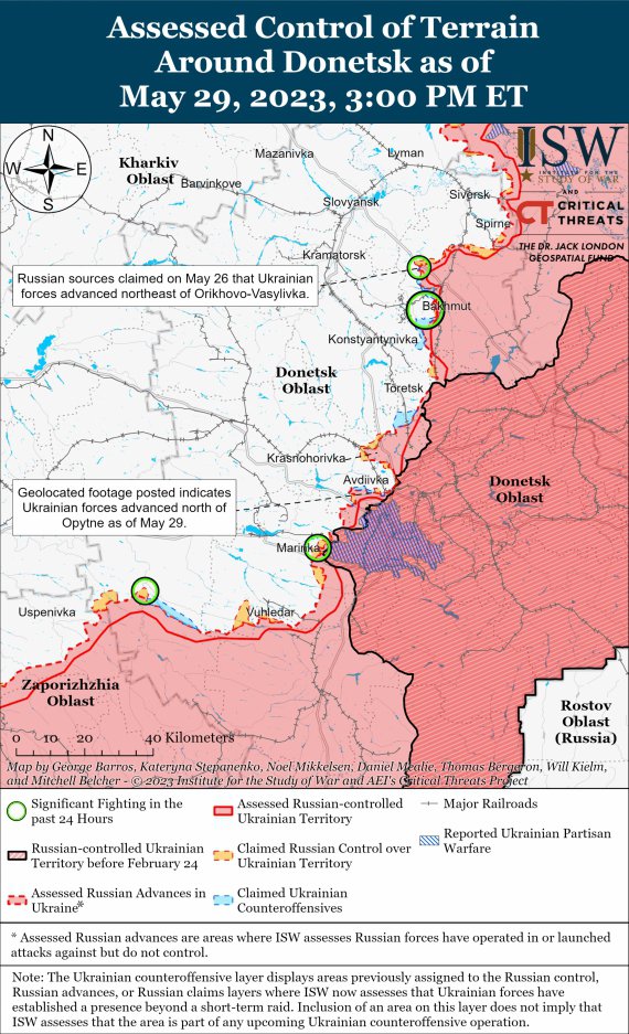 Карта бойових дій в Україні від американських аналітиків