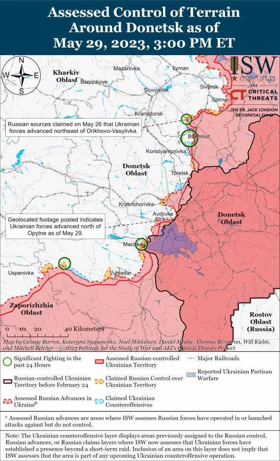 Карта бойових дій в Україні від американських аналітиків 