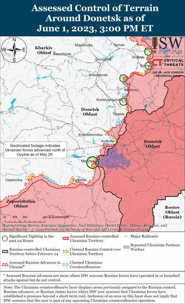 Карта боевых действий в Донецкой области