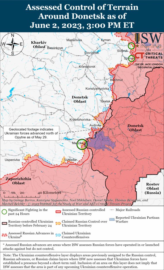 Карта бойових дій в Україні від американських аналітиків 