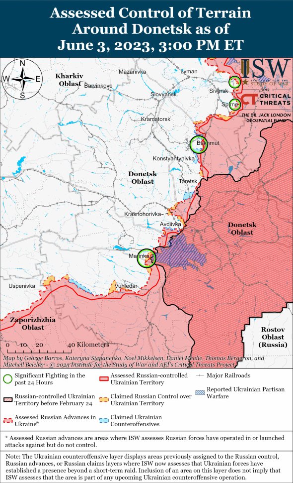 Карта бойових дій у Донецькій області 