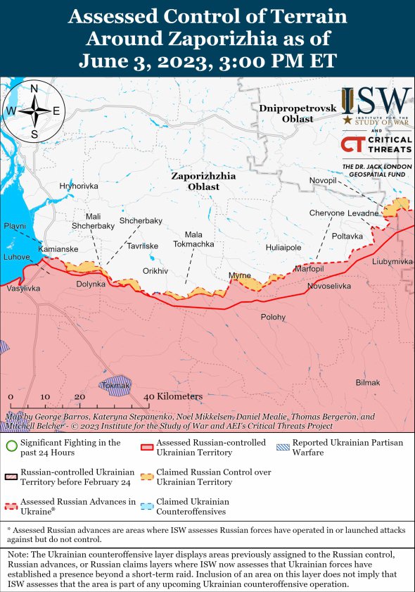 Карта бойових дій у Запорізькій області