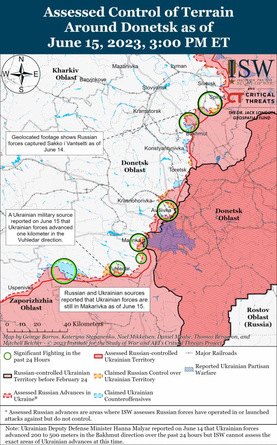 Карта бойових дій в Україні від американських аналітиків 