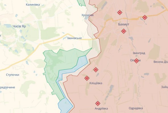 Карта боев под Бахмутом