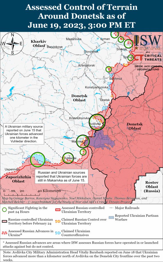 Карта боевых действий в Украине от американских аналитиков