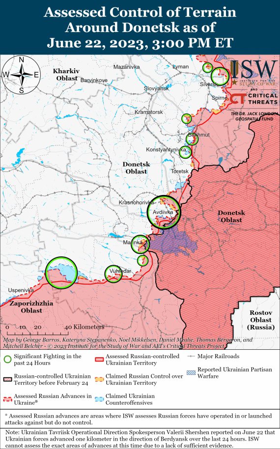 Карта боевых действий в Украине от американских аналитиков