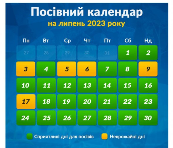 Посевный календарь на июль 2023