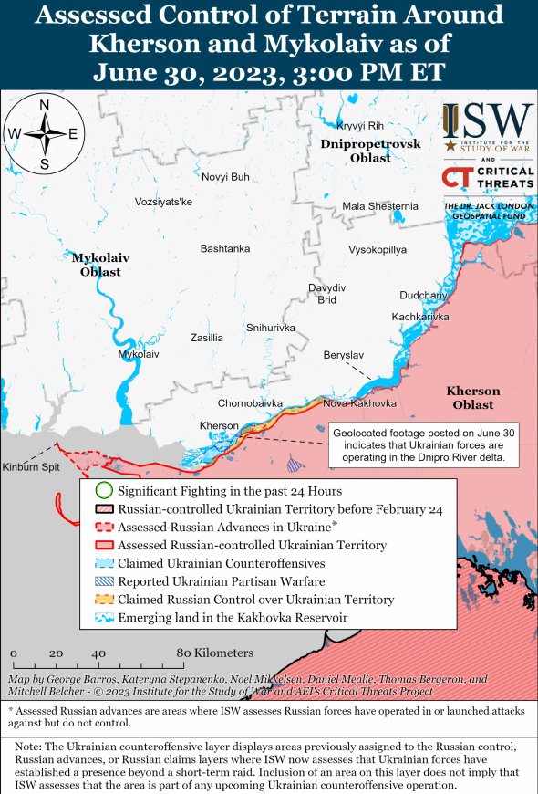 Карта бойових дій у Херсонській області