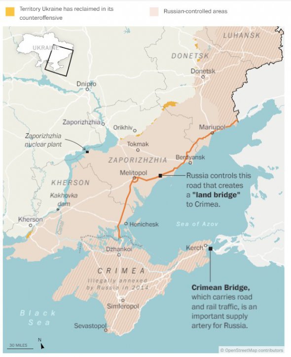 Путь в Крым для россиян теперь проходит через оккупированный юг Украины 