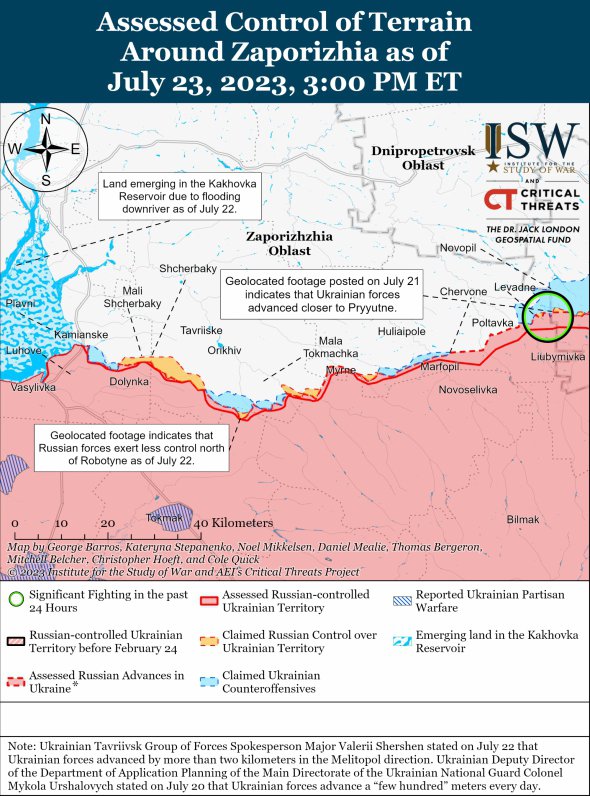 Карта бойових дій у Запорізькій області