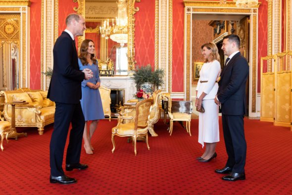 Президент України Володимир Зеленський із дружиною Оленою і принц Вільям з дружиною Кетрін у Лондоні, жовтень 2020 року