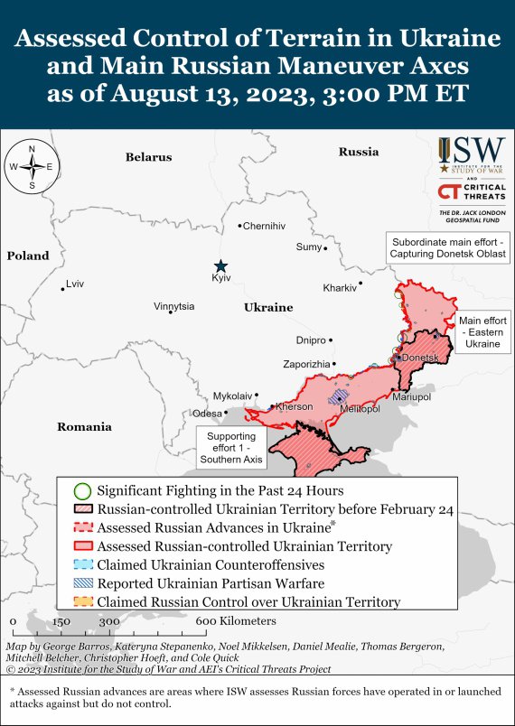 Карта боевых действий в Украине от американских аналитиков