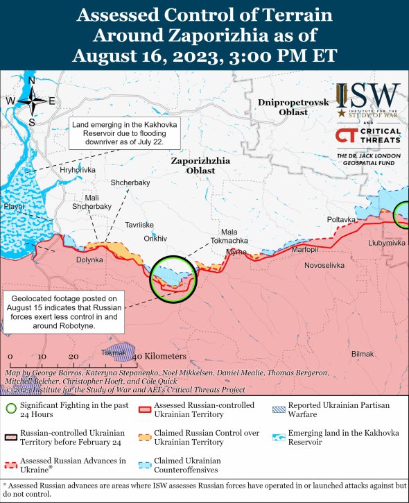 Карта бойових дій у Запорізькій області