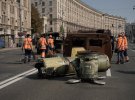 У Києві на Хрещатик привезли рештки знищеної російської військової техніки