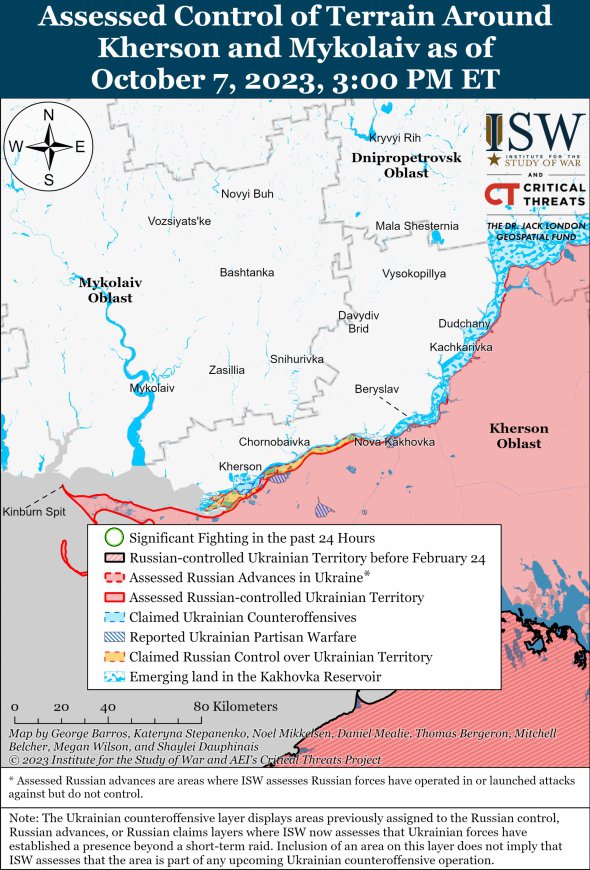 Карта бойових дій на Херсонщині