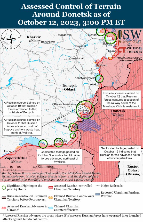 Карта бойових дій у Донецькій області
