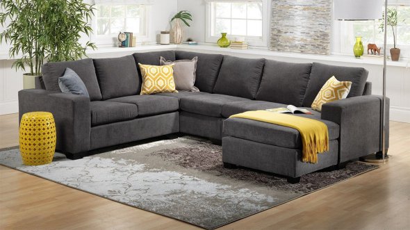 Кутові дивани, як правило, мають форми літери "Л" або "П" і відмінно підходять для облаштування великих і маленьких приміщень