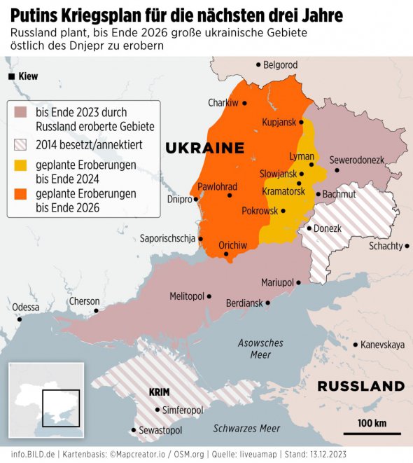 За даними німецької розвідки, Росія намагатиметься просуватися вглиб України