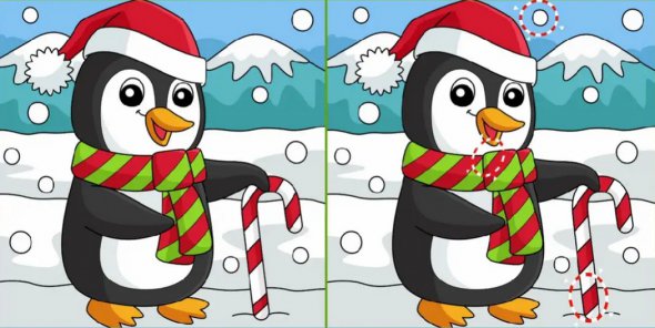 Оптична іллюзія: знайдіть три відмінності між пінгвінами за 16 секунд