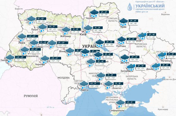 Погода в Украине на 25 декабря