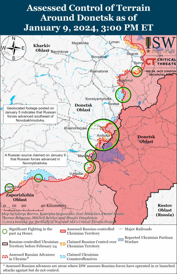 Карта боев в Донецкой области