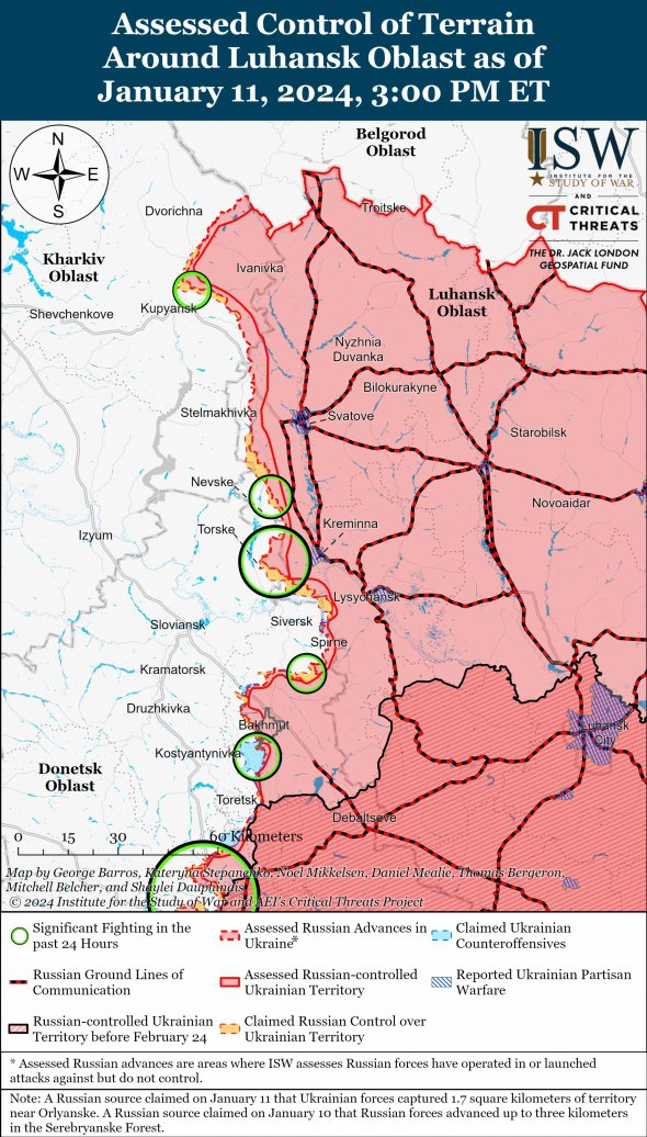 Карта боїв у Харківській та Луганській областях