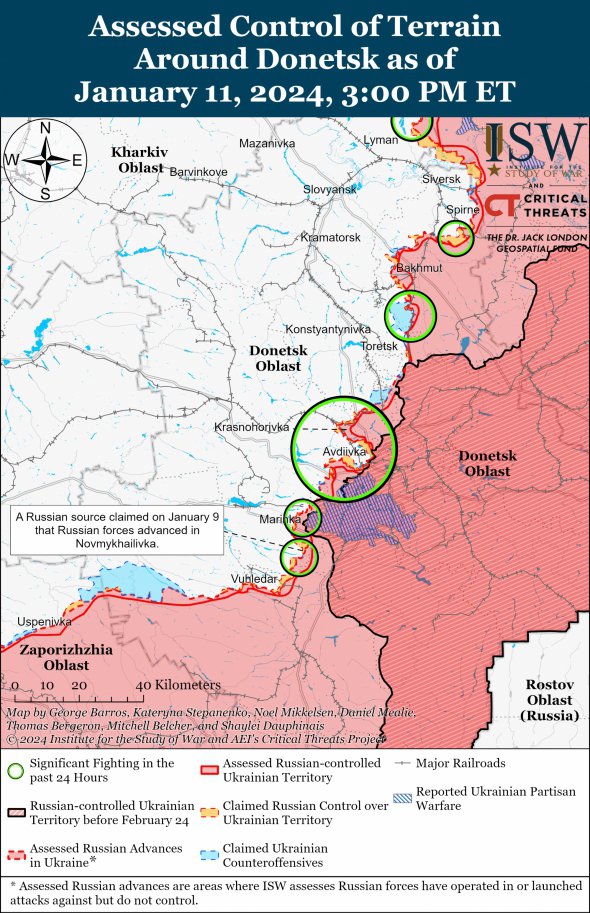 Карта боев в Донецкой области