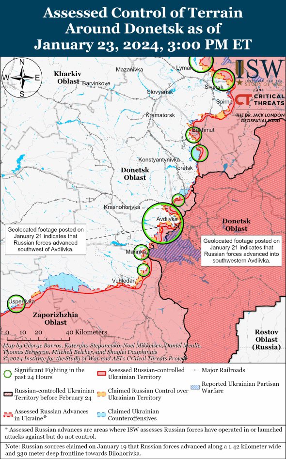 Карта боїв у Донецькій області