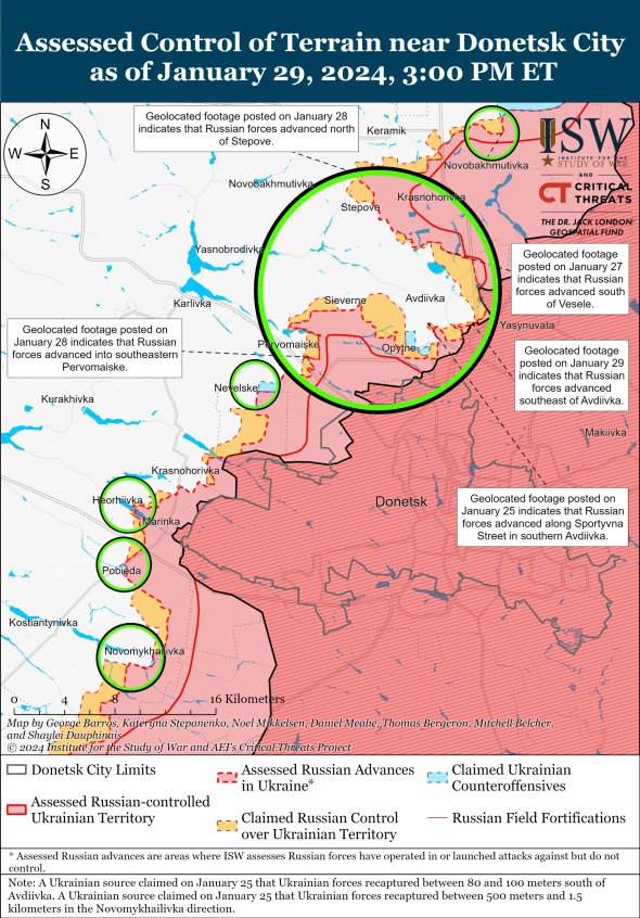 Карта боев под Авдеевкой