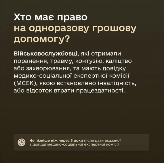 Міністерство оборони пояснило, як отримати одноразову грошову допомогу у разі встановлення інвалідності