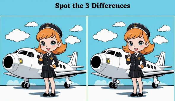 Випробуйте свою спостережливість за допомогою цієї головоломки з оптичною ілюзією "Знайди відмінності" із зображеннями стюардес. Знайди три відмінності за 12 секунд