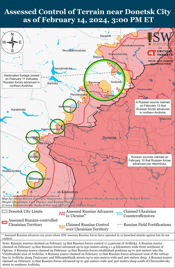 Карта боев под Авдеевкой