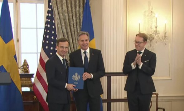 Прем'єр-міністр Швеції Ульф Крістерссон і державний секретар США Ентоні Блінкен у Вашингтоні, 7 березня