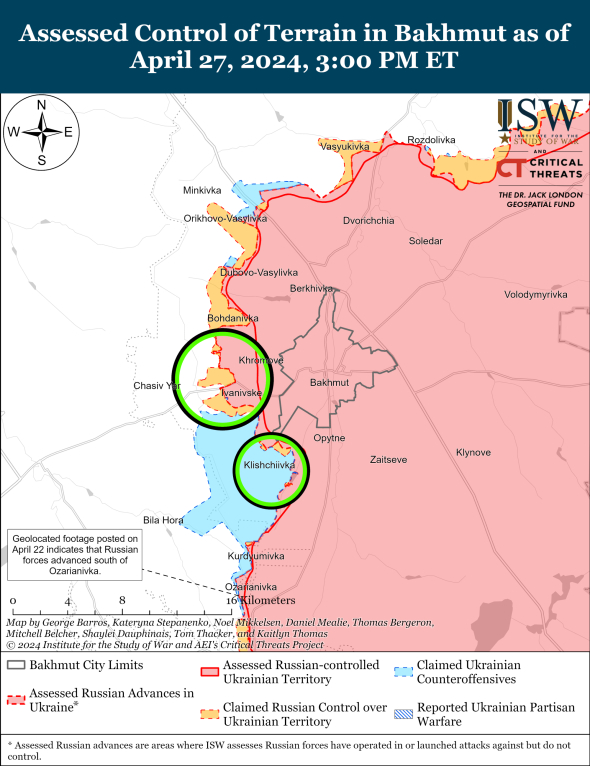 Карта боев под Бахмутом