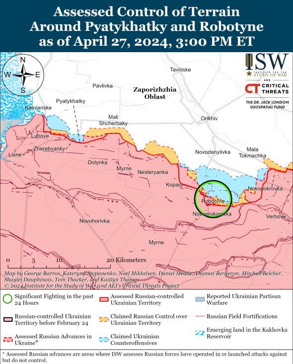 Карта боевых действий в Запорожской области