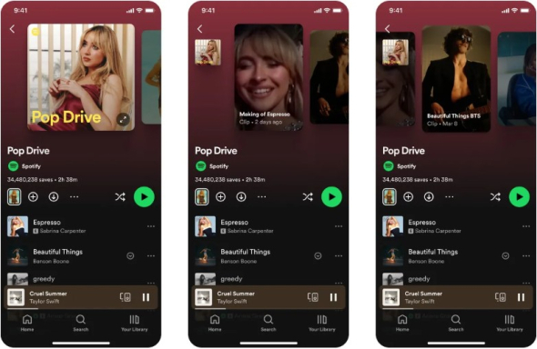 Музична платформа Spotify тестує новий переглядач вертикальних коротких відео