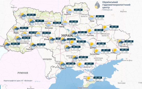Осадки будут фиксировать в Одесской, Николаевской и Черкасской областях