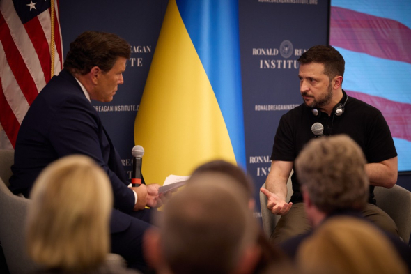 Президент Украины Владимир Зеленский в Президентском фонде и Институте Рональда Рейгана в Вашингтоне