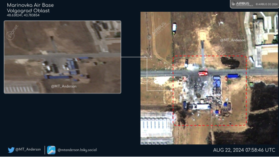 Появились спутниковые снимки российского аэродрома Мариновка после атаки дронов