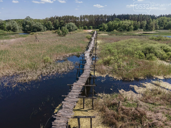 Самый длинный деревянный мост Украины - между селом Каплинцы и Пирятином