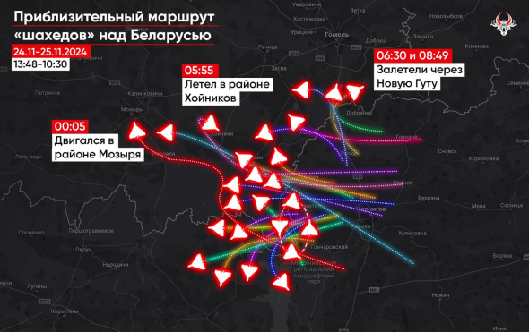 Над Білоруссю зафіксували 38 дронів Shahed