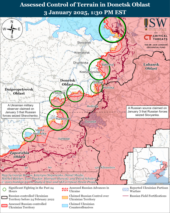 Російські окупанти, ймовірно, зміщують увагу з охоплення Покровська на наступ у бік адмінкордону Донецької та Дніпропетровської областей: карти Інституту вивчення війни (ISW)