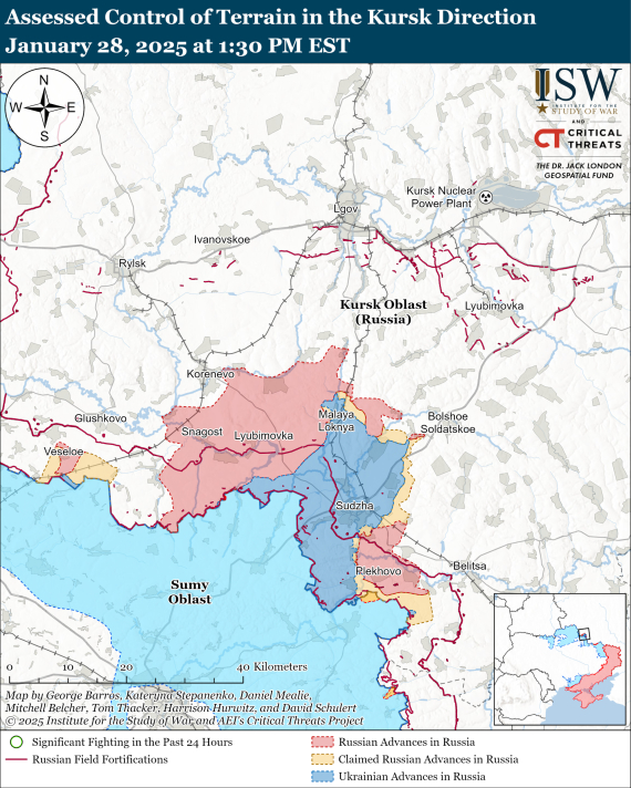 В ISW показали в картах ситуацию на фронте в Украине