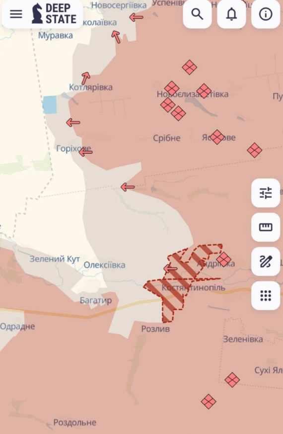 российские войска заняли села Андреевка и Константинополь