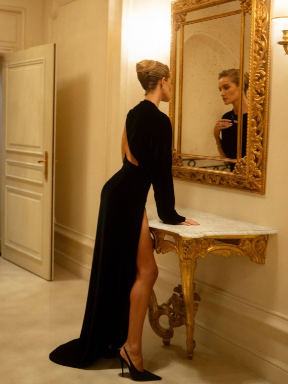 Розі Гантінгтон-Вайтлі зачарувала шанувальників елегантним образом у чорній сукні з вирізом, доповненим діамантовими прикрасами та витонченим макіяжем